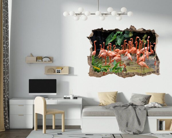 Flamingos Wall Mural - Living Room Wall Art - Animal Print - Self Adhesive Wall Sticker - Vinyl Decal