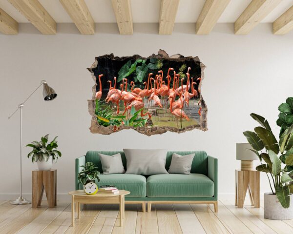 Flamingos Wall Mural - Living Room Wall Art - Animal Print - Self Adhesive Wall Sticker - Vinyl Decal