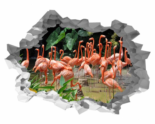 Flamingos Wall Mural - Living Room Wall Art - Animal Print - Self Adhesive Wall Sticker - Vinyl Decal