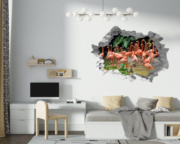 Flamingos Wall Mural - Living Room Wall Art - Animal Print - Self Adhesive Wall Sticker - Vinyl Decal