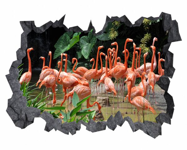 Flamingos Wall Mural - Living Room Wall Art - Animal Print - Self Adhesive Wall Sticker - Vinyl Decal