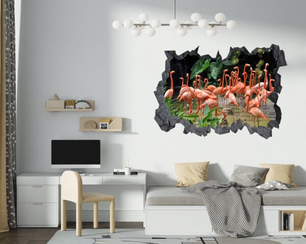 Flamingos Wall Mural - Living Room Wall Art - Animal Print - Self Adhesive Wall Sticker - Vinyl Decal