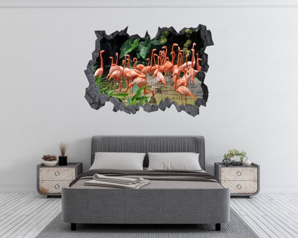 Flamingos Wall Mural - Living Room Wall Art - Animal Print - Self Adhesive Wall Sticker - Vinyl Decal