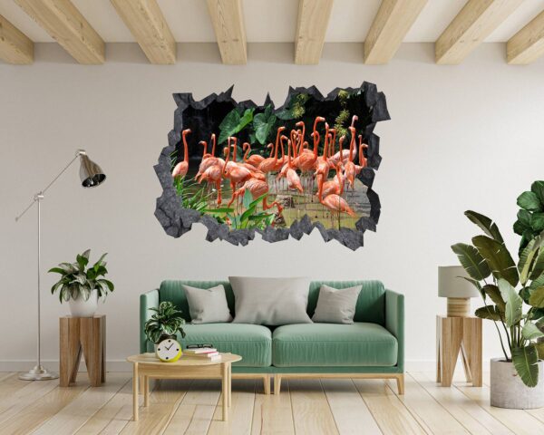 Flamingos Wall Mural - Living Room Wall Art - Animal Print - Self Adhesive Wall Sticker - Vinyl Decal