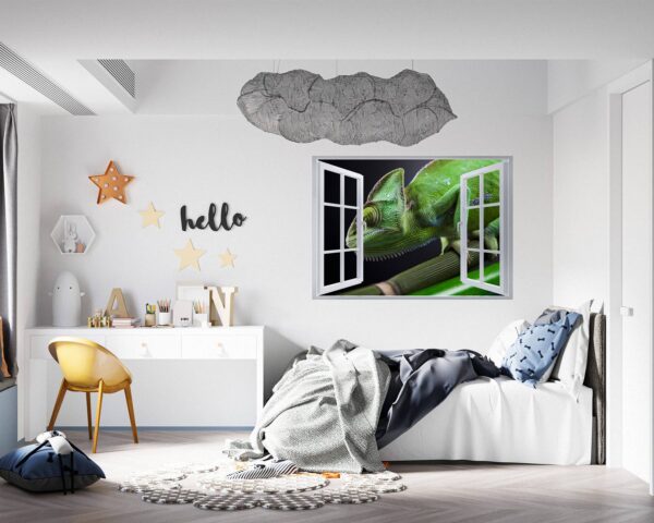 Chameleon Wall Decal - Animal Wall Sticker, Self Adhesive Wall Sticker, Green Wall Sticker, Animal Print