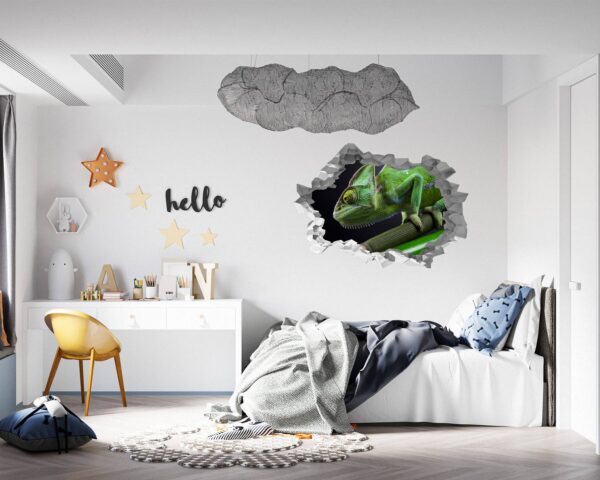 Chameleon Wall Decal - Animal Wall Sticker, Self Adhesive Wall Sticker, Green Wall Sticker, Animal Print