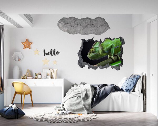 Chameleon Wall Decal - Animal Wall Sticker, Self Adhesive Wall Sticker, Green Wall Sticker, Animal Print