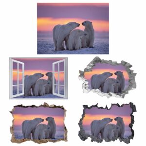 Polar Bear Wall Sticker - Animal Wall Decal, Self Adhesive Wall Sticker, Vinyl Wall Decor, Animal Print