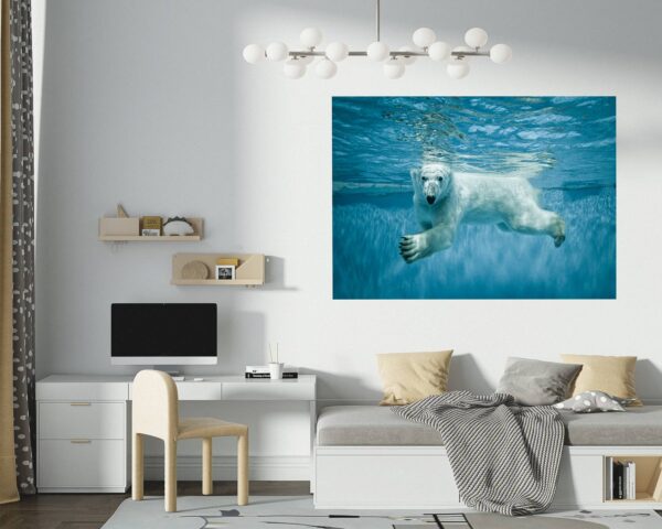 Polar Bear Wall Sticker - Animal Wall Decal, Self Adhesive Wall Sticker, Vinyl Wall Decor, Animal Print - Poster