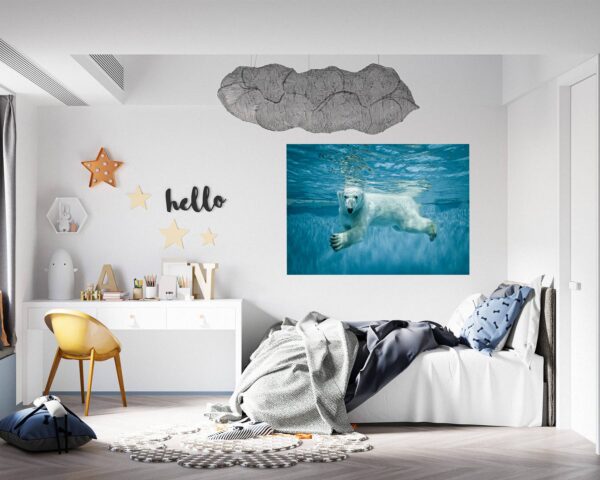 Polar Bear Wall Sticker - Animal Wall Decal, Self Adhesive Wall Sticker, Vinyl Wall Decor, Animal Print - Poster