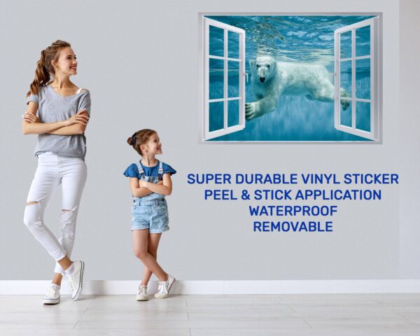 Polar Bear Wall Sticker - Animal Wall Decal, Self Adhesive Wall Sticker, Vinyl Wall Decor, Animal Print - Poster