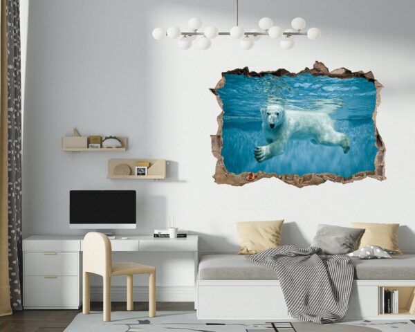 Polar Bear Wall Sticker - Animal Wall Decal, Self Adhesive Wall Sticker, Vinyl Wall Decor, Animal Print - Poster