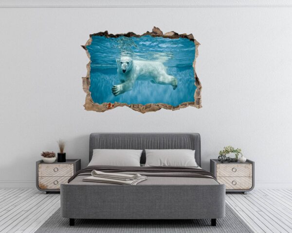 Polar Bear Wall Sticker - Animal Wall Decal, Self Adhesive Wall Sticker, Vinyl Wall Decor, Animal Print - Poster