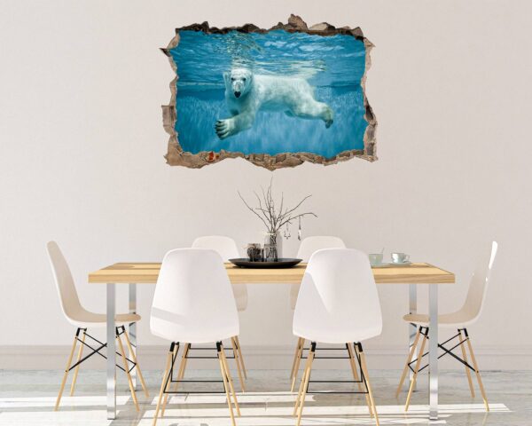 Polar Bear Wall Sticker - Animal Wall Decal, Self Adhesive Wall Sticker, Vinyl Wall Decor, Animal Print - Poster