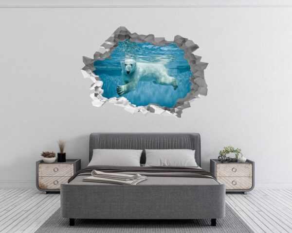 Polar Bear Wall Sticker - Animal Wall Decal, Self Adhesive Wall Sticker, Vinyl Wall Decor, Animal Print - Poster