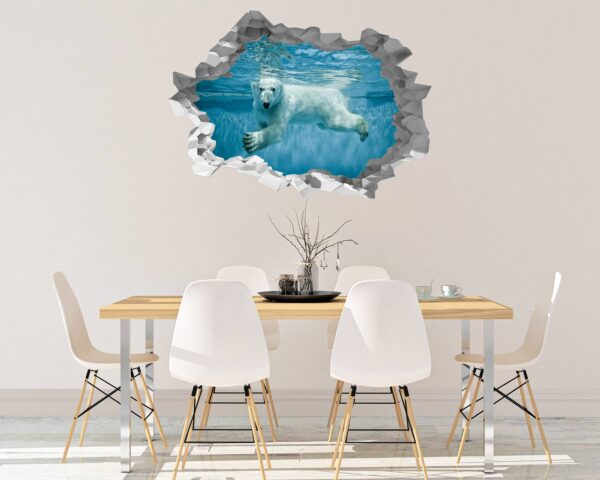 Polar Bear Wall Sticker - Animal Wall Decal, Self Adhesive Wall Sticker, Vinyl Wall Decor, Animal Print - Poster