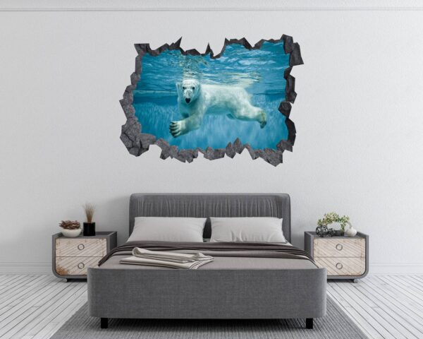 Polar Bear Wall Sticker - Animal Wall Decal, Self Adhesive Wall Sticker, Vinyl Wall Decor, Animal Print - Poster