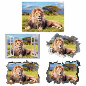 Lion Wall Sticker - Animal Wall Decal, Self Adhesive Wall Sticker, Vinyl Wall Decor, Animal Print