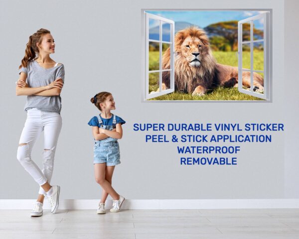 Lion Wall Sticker - Animal Wall Decal, Self Adhesive Wall Sticker, Vinyl Wall Decor, Animal Print