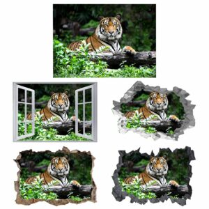 Tiger Wall Sticker - Animal Wall Decal, Self Adhesive Wall Sticker, Vinyl Wall Decor, Animal Print