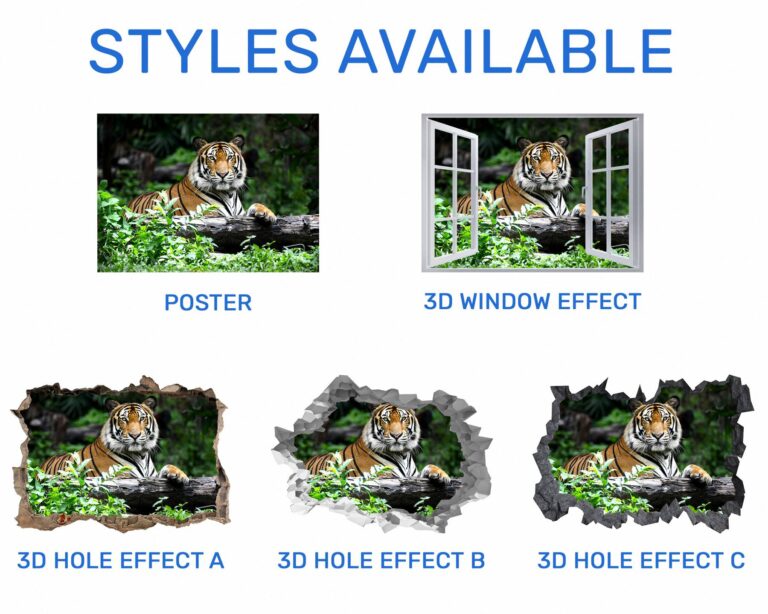 Tiger Wall Sticker - Animal Wall Decal, Self Adhesive Wall Sticker, Vinyl Wall Decor, Animal Print