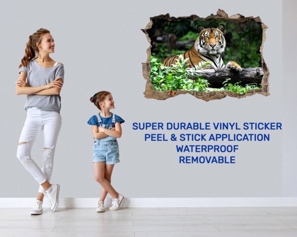 Tiger Wall Sticker - Animal Wall Decal, Self Adhesive Wall Sticker, Vinyl Wall Decor, Animal Print