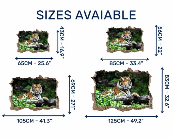 Tiger Wall Sticker - Animal Wall Decal, Self Adhesive Wall Sticker, Vinyl Wall Decor, Animal Print