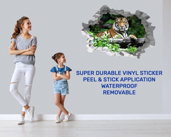 Tiger Wall Sticker - Animal Wall Decal, Self Adhesive Wall Sticker, Vinyl Wall Decor, Animal Print