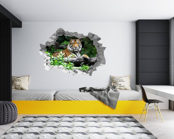 Tiger Wall Sticker - Animal Wall Decal, Self Adhesive Wall Sticker, Vinyl Wall Decor, Animal Print