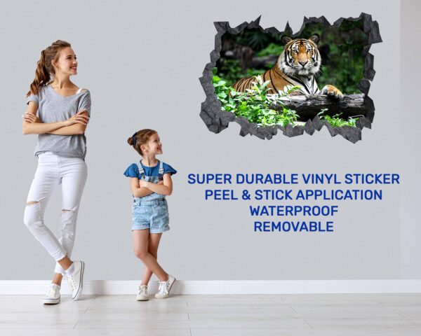 Tiger Wall Sticker - Animal Wall Decal, Self Adhesive Wall Sticker, Vinyl Wall Decor, Animal Print