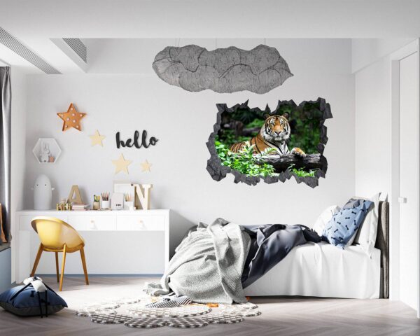 Tiger Wall Sticker - Animal Wall Decal, Self Adhesive Wall Sticker, Vinyl Wall Decor, Animal Print