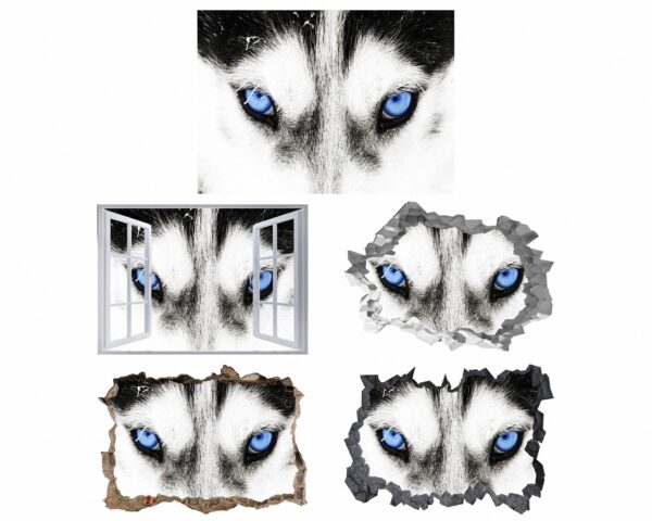 Husky Wall Art - Self Adhesive Wall Sticker, Animal Wall Sticker, Bedroom Wall Sticker, Removable Vinyl, Wall Decoration