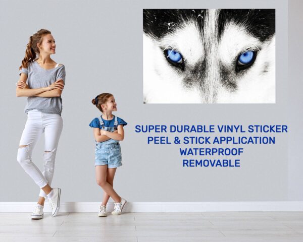 Husky Wall Art - Self Adhesive Wall Sticker, Animal Wall Sticker, Bedroom Wall Sticker, Removable Vinyl, Wall Decoration