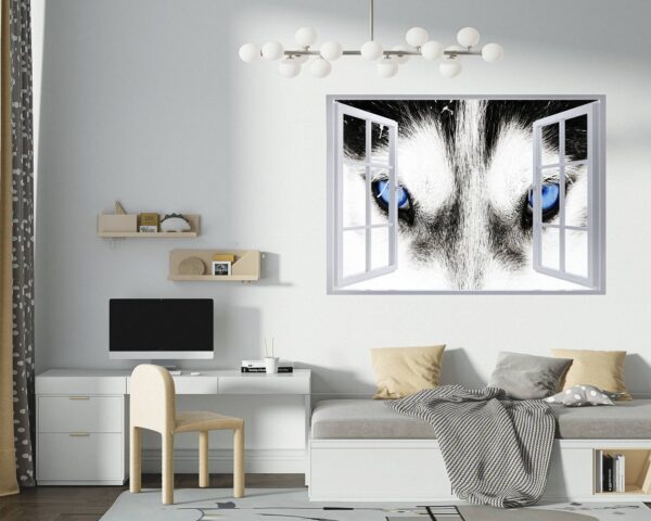 Husky Wall Art - Self Adhesive Wall Sticker, Animal Wall Sticker, Bedroom Wall Sticker, Removable Vinyl, Wall Decoration