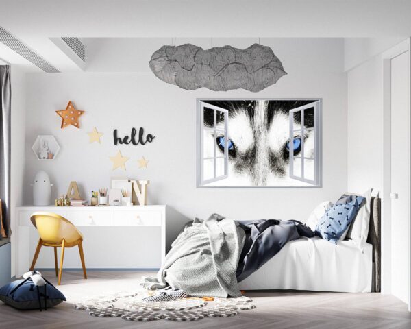 Husky Wall Art - Self Adhesive Wall Sticker, Animal Wall Sticker, Bedroom Wall Sticker, Removable Vinyl, Wall Decoration