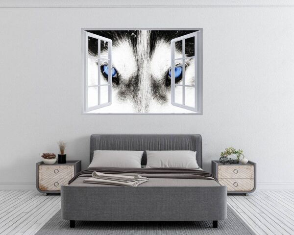 Husky Wall Art - Self Adhesive Wall Sticker, Animal Wall Sticker, Bedroom Wall Sticker, Removable Vinyl, Wall Decoration