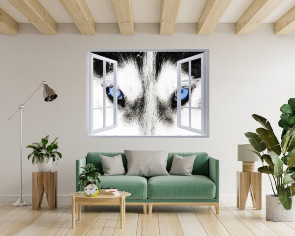 Husky Wall Art - Self Adhesive Wall Sticker, Animal Wall Sticker, Bedroom Wall Sticker, Removable Vinyl, Wall Decoration