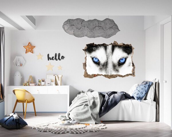 Husky Wall Art - Self Adhesive Wall Sticker, Animal Wall Sticker, Bedroom Wall Sticker, Removable Vinyl, Wall Decoration