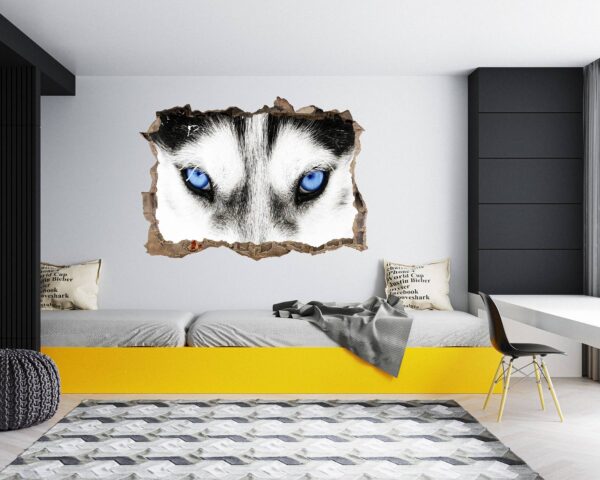 Husky Wall Art - Self Adhesive Wall Sticker, Animal Wall Sticker, Bedroom Wall Sticker, Removable Vinyl, Wall Decoration