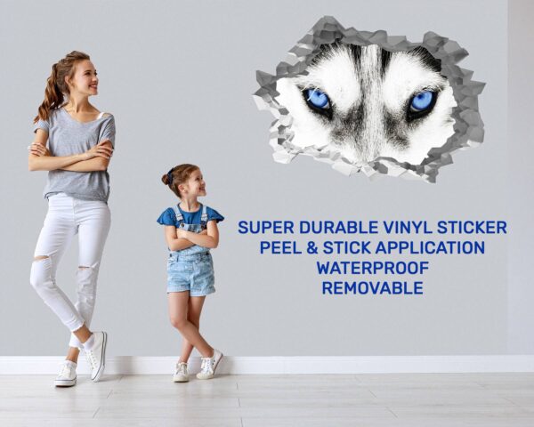 Husky Wall Art - Self Adhesive Wall Sticker, Animal Wall Sticker, Bedroom Wall Sticker, Removable Vinyl, Wall Decoration