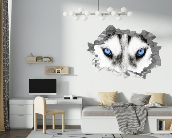 Husky Wall Art - Self Adhesive Wall Sticker, Animal Wall Sticker, Bedroom Wall Sticker, Removable Vinyl, Wall Decoration