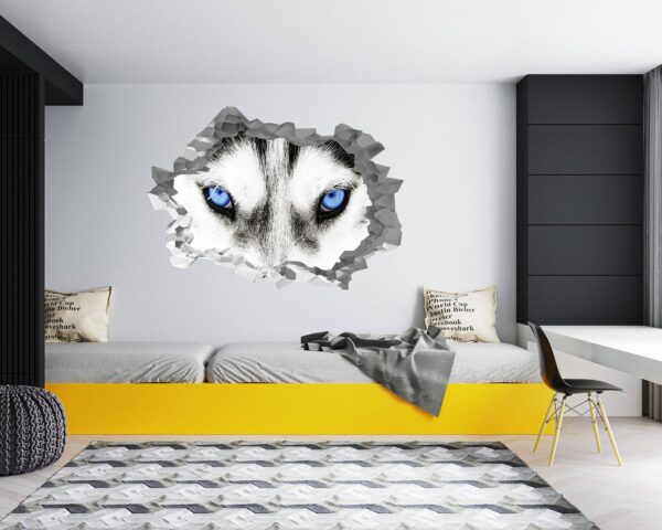 Husky Wall Art - Self Adhesive Wall Sticker, Animal Wall Sticker, Bedroom Wall Sticker, Removable Vinyl, Wall Decoration