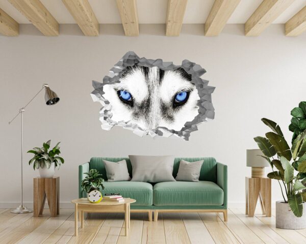 Husky Wall Art - Self Adhesive Wall Sticker, Animal Wall Sticker, Bedroom Wall Sticker, Removable Vinyl, Wall Decoration