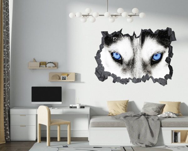 Husky Wall Art - Self Adhesive Wall Sticker, Animal Wall Sticker, Bedroom Wall Sticker, Removable Vinyl, Wall Decoration