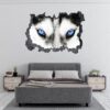 Husky Wall Art - Self Adhesive Wall Sticker, Animal Wall Sticker, Bedroom Wall Sticker, Removable Vinyl, Wall Decoration