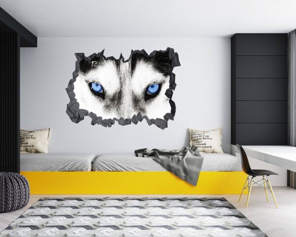 Husky Wall Art - Self Adhesive Wall Sticker, Animal Wall Sticker, Bedroom Wall Sticker, Removable Vinyl, Wall Decoration