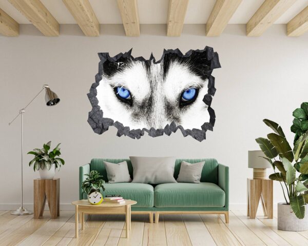 Husky Wall Art - Self Adhesive Wall Sticker, Animal Wall Sticker, Bedroom Wall Sticker, Removable Vinyl, Wall Decoration