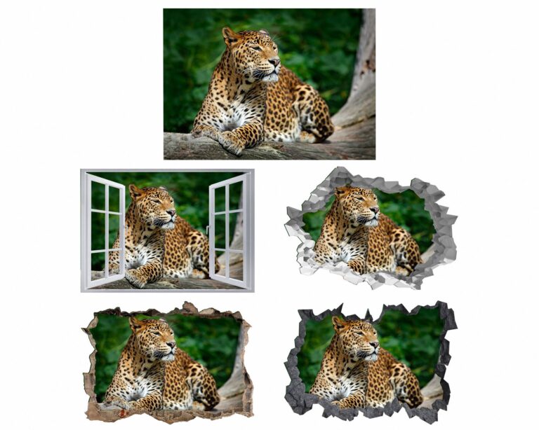 Leopard Wall Sticker - Self Adhesive Wall Sticker, Animal Wall Sticker, Bedroom Wall Sticker, Removable Vinyl, Wall Decoration