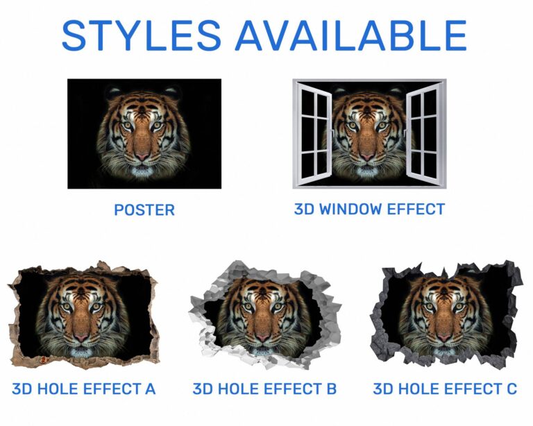 Tiger Wall Decal - Animal Wall Sticker, Self Adhesive Wall Decal, Vinyl Wall Decor, Animal Print