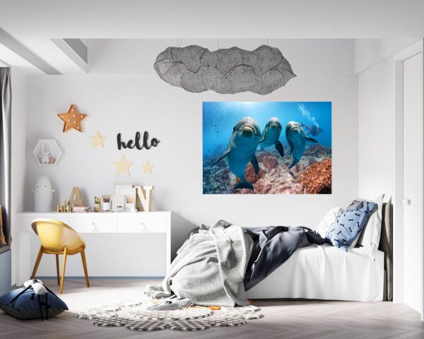 Dolphins Wall Decor - Self Adhesive Wall Sticker, Animal Wall Sticker, Bedroom Wall Sticker, Removable Vinyl, Wall Decoration